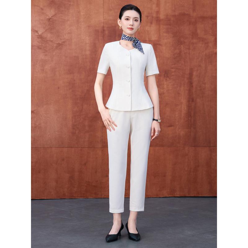 Elegant Seven-Sleeve Slim-Fit Women's Top, Summer Workwear/Professional Suit Style