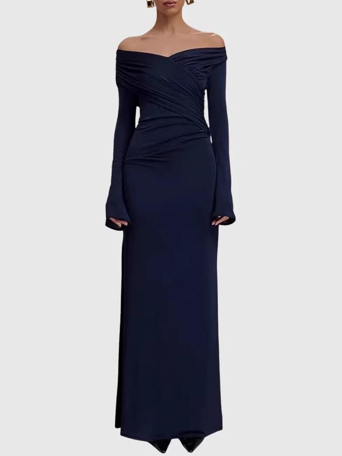 Европейское и американское облегающее вечернее платье с одним плечом для женщин 2026 года Large чёрный