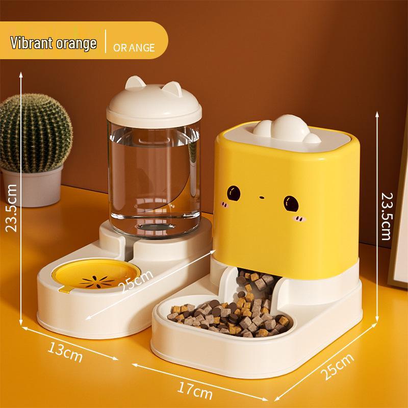 Automatic Cat & Dog Water Fountain Dispenser with Integrated Feeder - No Electricity Needed
