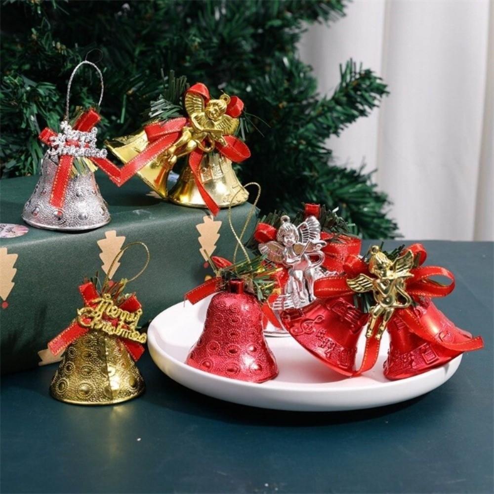 4/2Pcs Plastic Christmas Bells Merry Christmas Xmas Tree Decorations  Festival Party Celebration