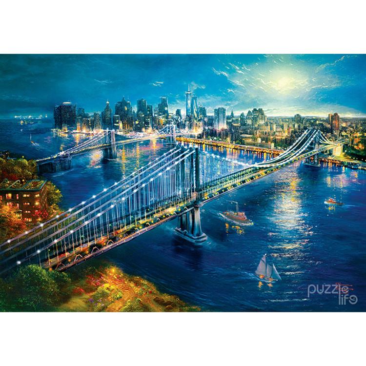 1000 Piece Jigsaw Puzzle - Moonlight Illuminating Manhattan, Popular Korean Puzzle