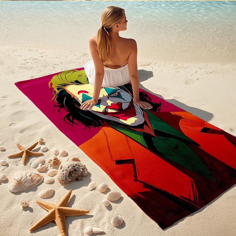 1Pc Joker'S Colorful Portrait Beach Towel, Quick Dry, Multi-Use for Beach Pool Gym Yoga Home Travel, Christmas, Halloween, Xmas Gift Em92924