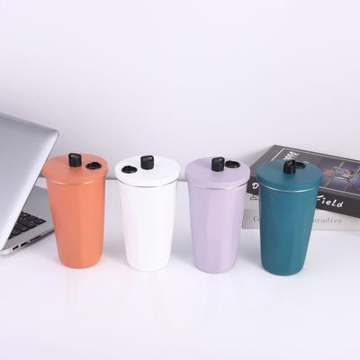 Kaffeetasse mit Strohhalm, 304 Edelstahlbecher, fürs Büro im Auto, für Mädchen.