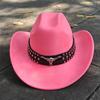 Retro Suede Leather Western Cowboy Fedora Hat For Men Women Bull Head Accessories Fashion Travel Party Hat Denim Hat Sombrero