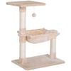 Cat Tower max 3.6kg with Hammock and Hanging Ball, Made of Wood and Plush, 50x36x70 cm, Beige