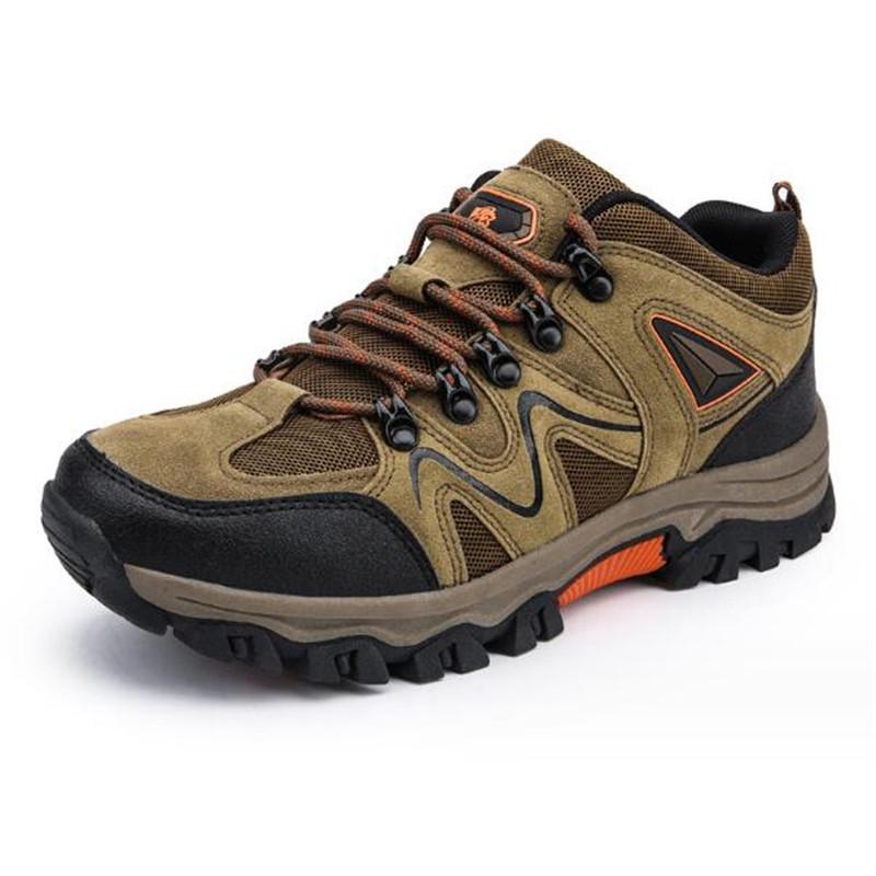 Cowhide Men Hiking Shoes Climbing Mens Sport Shoes Men Outdoor Trainers Non-slip Men Trekking Shoes Fashion Lace Up Sneakers
