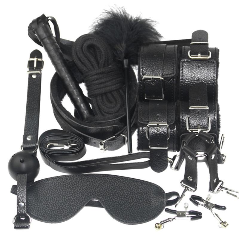 Leather Kit Bondage Set Adult Toys Sex Games Handcuffs Whip Sm Sex Toy Kits Exotic Accessories Erotic Sex Toys for Couples