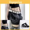 Vintage Hollow Punk Style Casual Double Row Star Studded Buckle Women's Fashion Belt