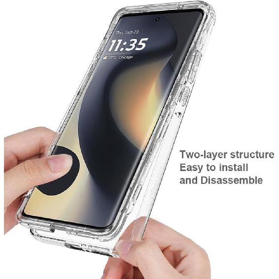 Case for Moto Edge 2024 5G Case Clear Crystal Non Yellowing Heavy Duty Soft TPU Dual Layer Bumper Rugged Protective Shockproof Slim Case Cover for