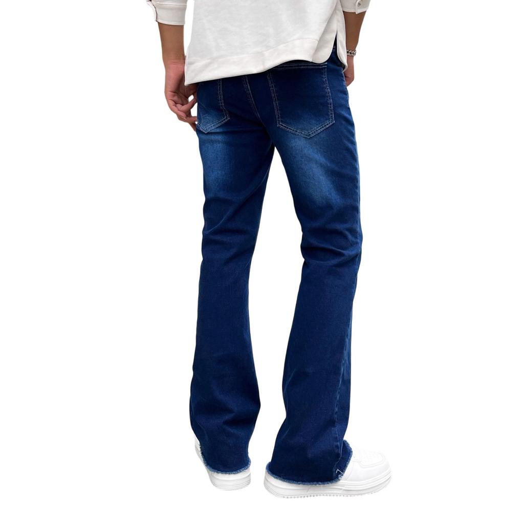 Herren Lässige Kleine Gerade Jeanshosen Mode Weite Hosen Farbe Jeans