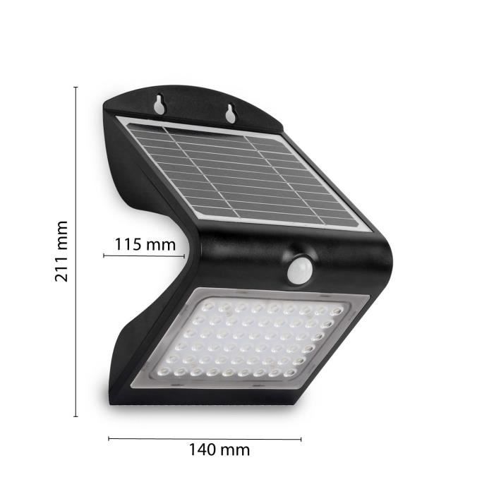 Borne Solaire - VELAMP - COLOMBA - LED intégrée - Détecteur de mouvement - Métal noir