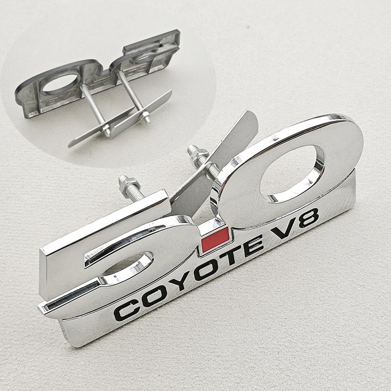 3D Metal Car Sticker 5.0 COYOTE V8 Logo Badge Rear Trunk Fender Side Emblem For Ford Mustang GT500 Cobra Focus Mondeo Accessorie