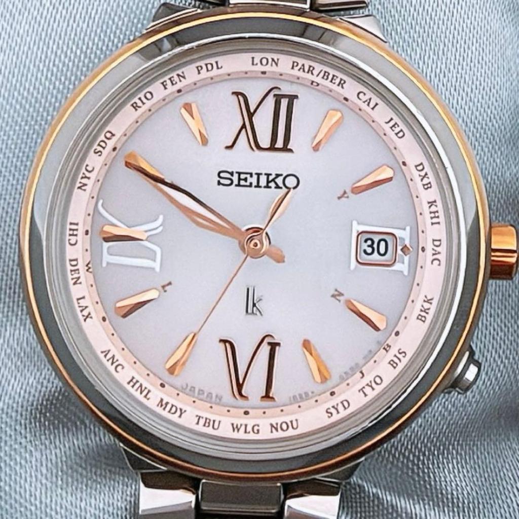 Used [Beautiful Item] SEIKO LUKIA Radio Solar IB25-0AK0 With Links Box Included