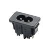 Black C8 AC Power Connector: 8-Shaped Female Socket with Two-Pin, Two-Core Design and Embedded Card-Type Tail Plug.
