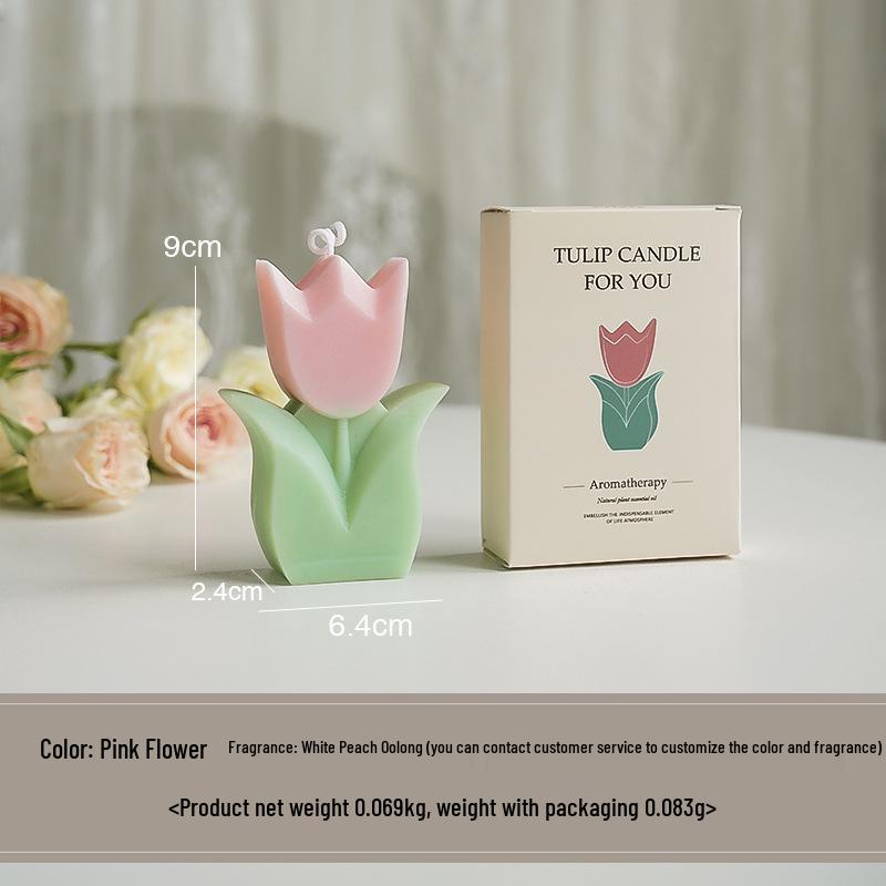 Tulip Flower Shaped Scented Candle - Handmade Teacher's Day Gift Fragrance