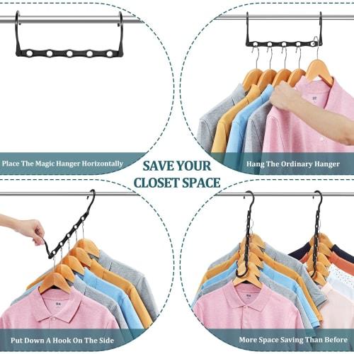 AMKUFO 6-Pack Closet Organizer, Magic Clothes Hanger, Space-Saving Closet Closer Organizer, Multipurpose Hanger Organizer, Dorm Room Essentials