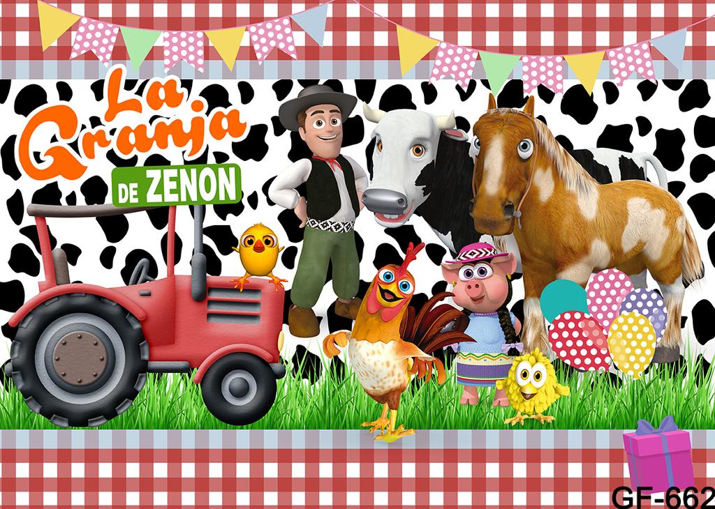 Sfondo Personalizzato La Granja De Zenon Bambini 1° Compleanno Studio Fotografico Erba Verde Fattoria Stalla Animale Trattore Sfondo Fotografico