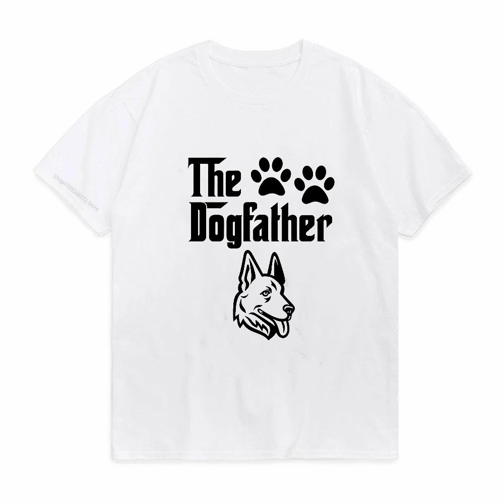 The Dogfather Funny Tshirts for Men Dog Dad Tshirt German Shepherd Dad Male Tshirts Short Sleeve Summer O Neck T Shirt Tee