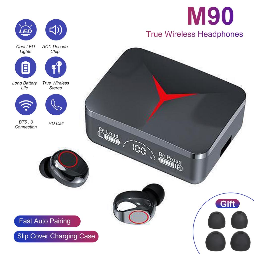 M90 True Wireless Headphones BT 5.3 Sport Headset Touch Control Music Earphones In-ear Mini Earbuds