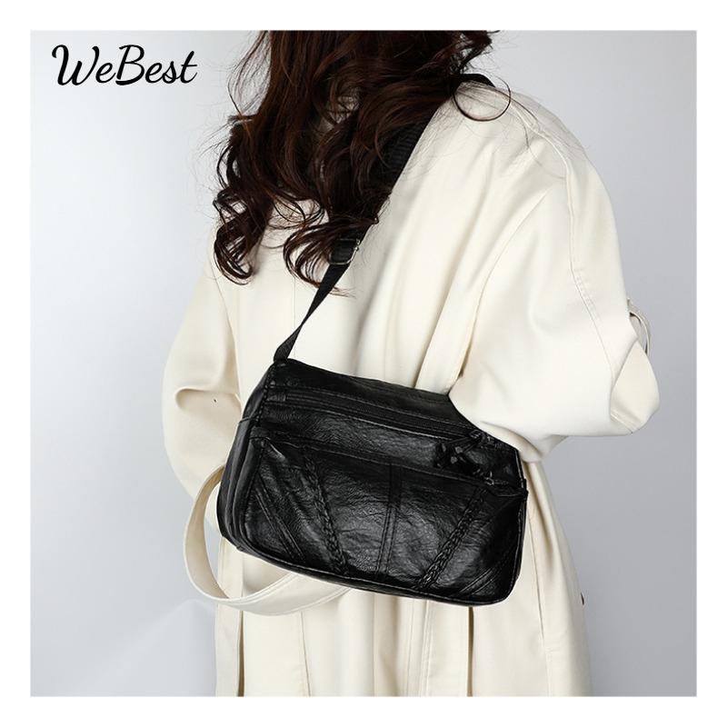 

Crossbody Bag Woven Women s Large Capacity Shoulder Bag чорний
