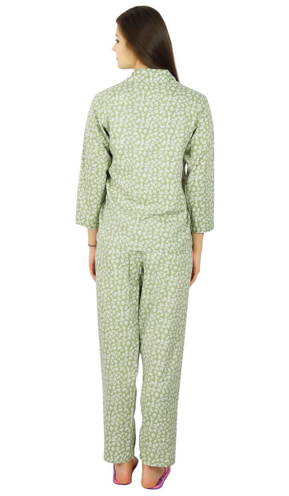 Bimba Womens Cotton Night Wear Printed Pajama Set Full Sleeve Shirt with