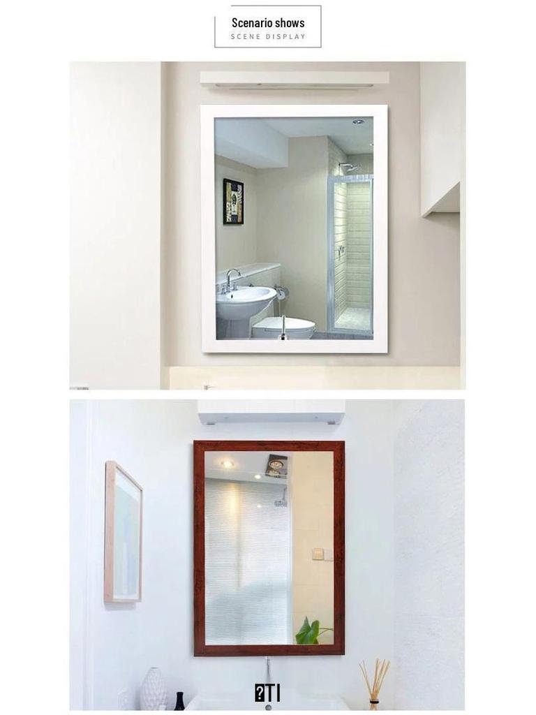 Framed Wall-Mounted Minimalist Vanity Mirror for Bathroom and Dorm