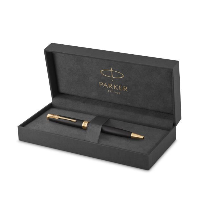 Stylo bille - PARKER - Sonnet - Noir mat - Attributs dorés - Rechargeable