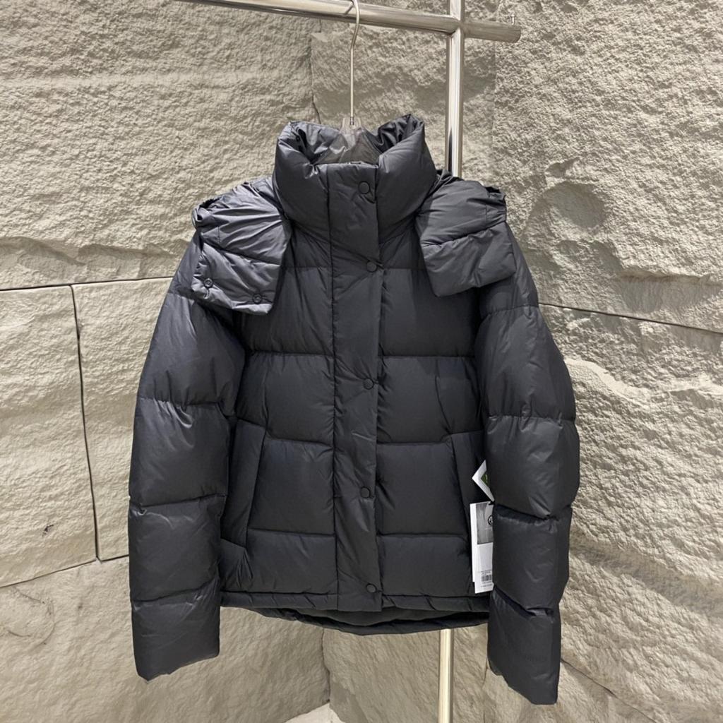 Lulu Wunder Puff Five-grid down jacket hooded white goose down puff short women