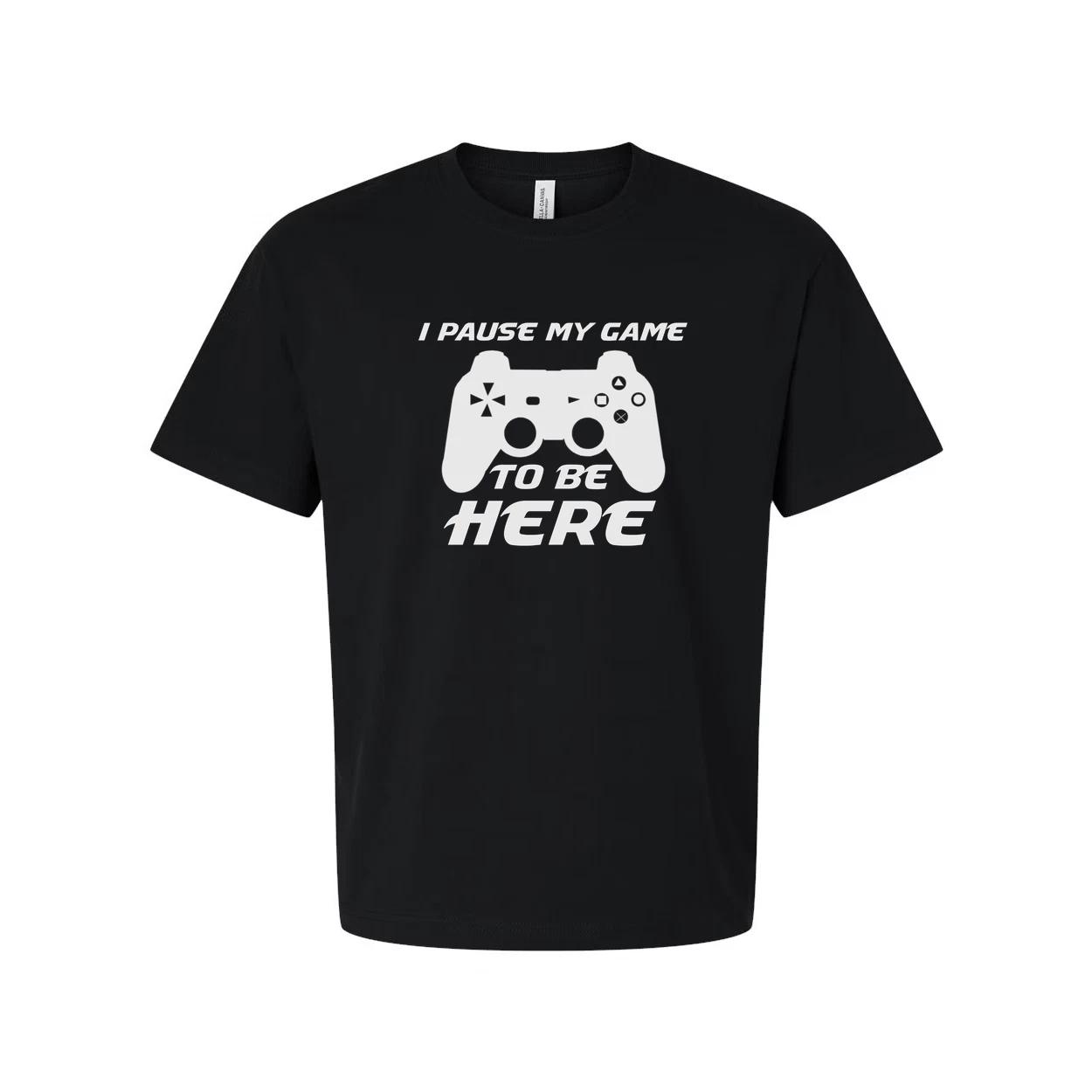 Unisex Gamer Graphic Tee With Controller Silhouette And The Phrase I Pause My Ga XL