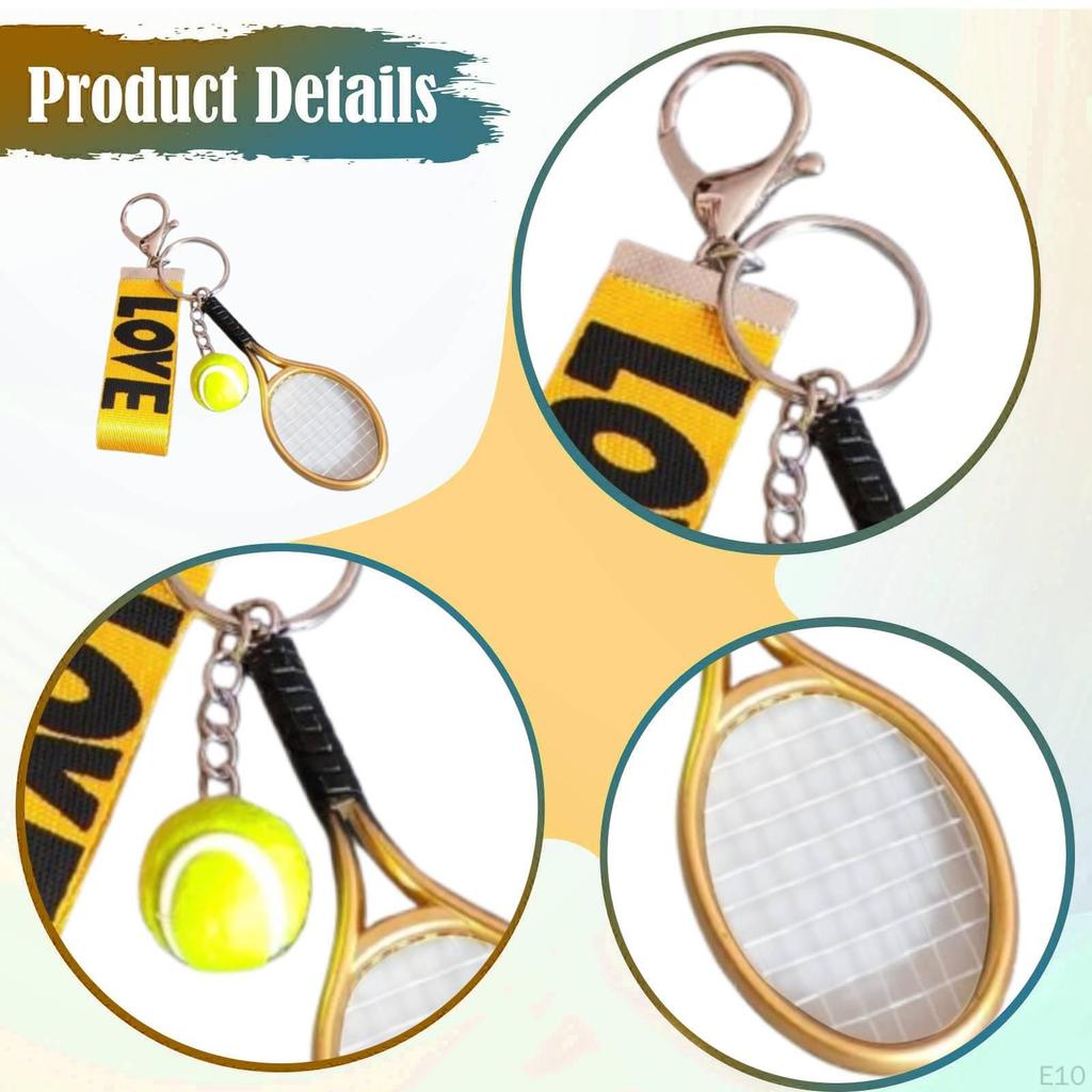 Tennis Racket Ball Keychain Chain Pendant for