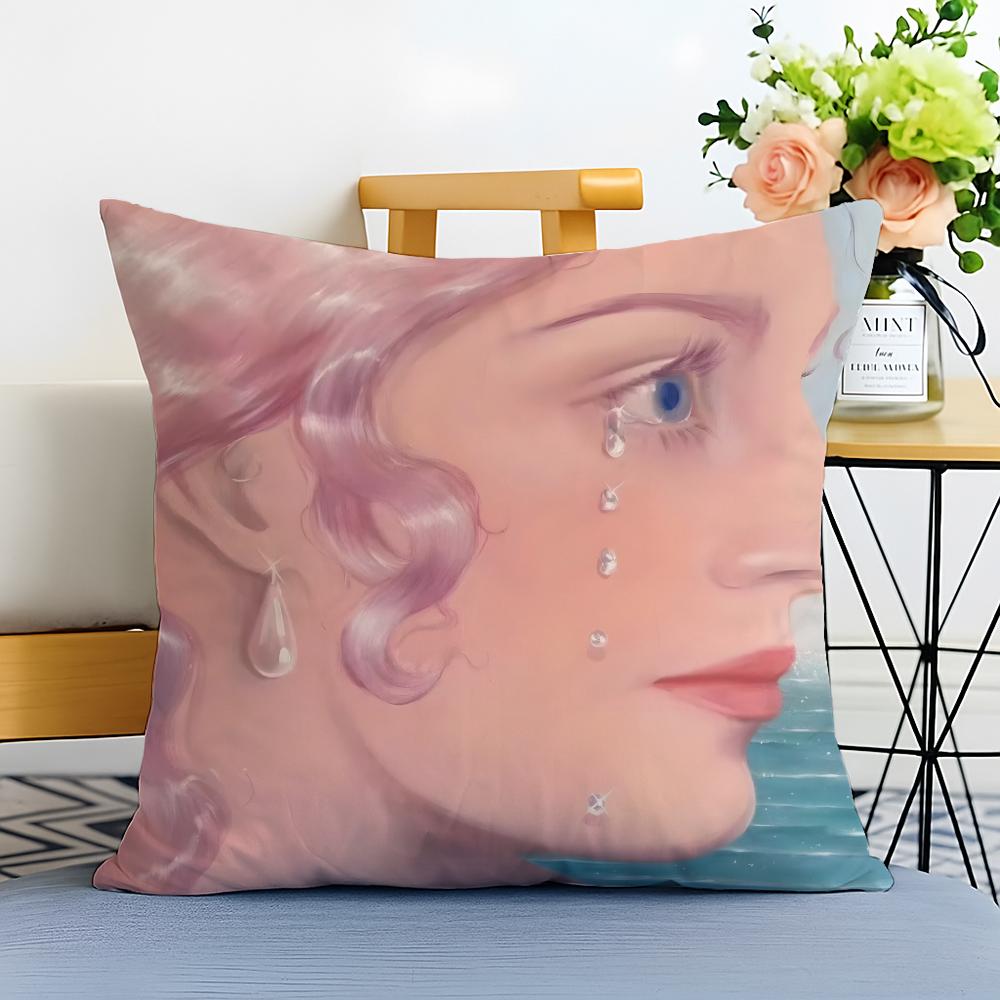 Works by Polish Artist Monika Marchewka Cushion Cover Washable Linen Comfort Soft  for Sofa Bed Cozy Home Room Decor