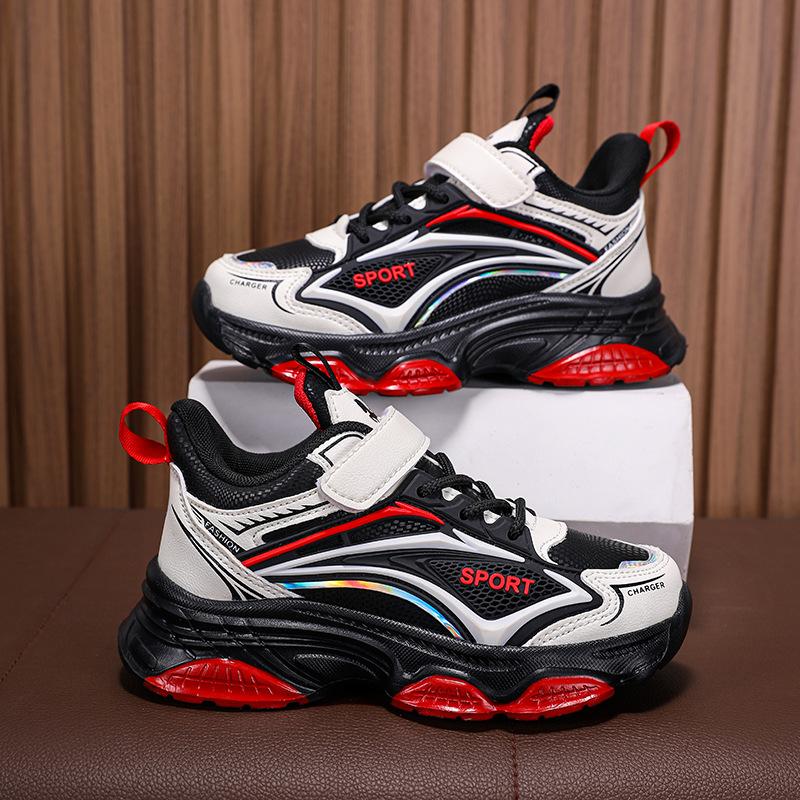 2025 new leather boys shoes autumn waterproof children's sports shoes medium and older children's running shoes boys autumn shoes