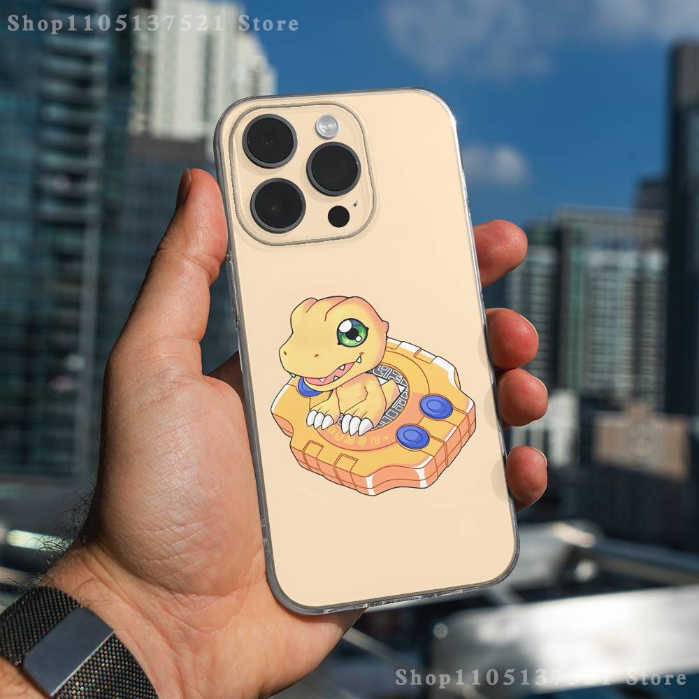 Cartoon D-Digimon Phone Case For iPhone 17,16,15,14,13,12,11 Pro,Max,Plus,X,XS,XR,SE4,E Mini Transparent Soft Cover