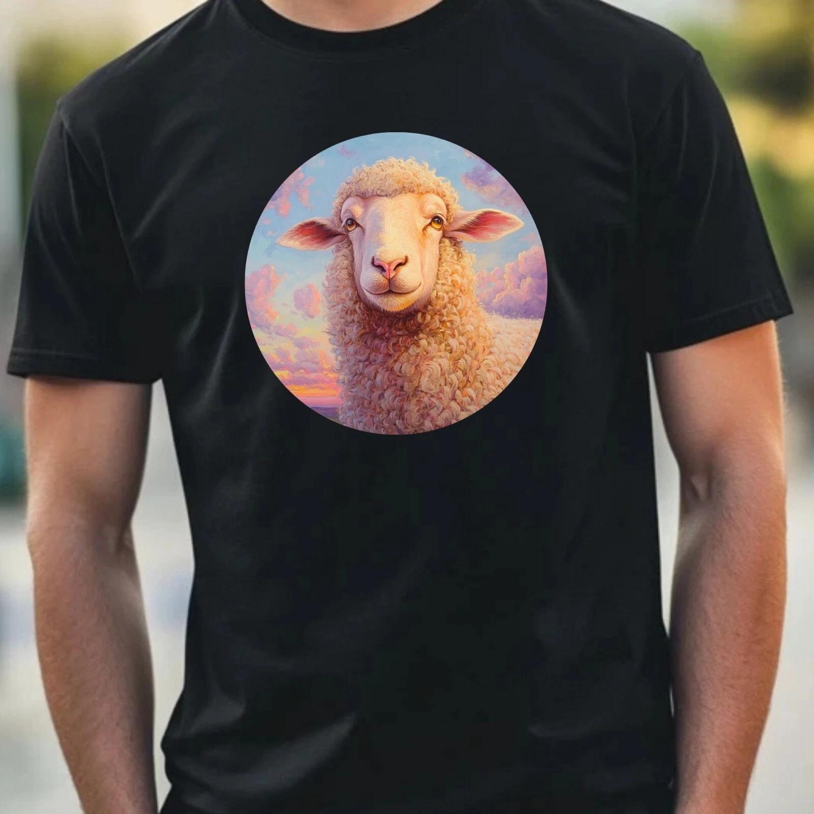 T-Shirt Herren Schaf Portrait Motiv Baumwolle Größe XS bis 5XL L