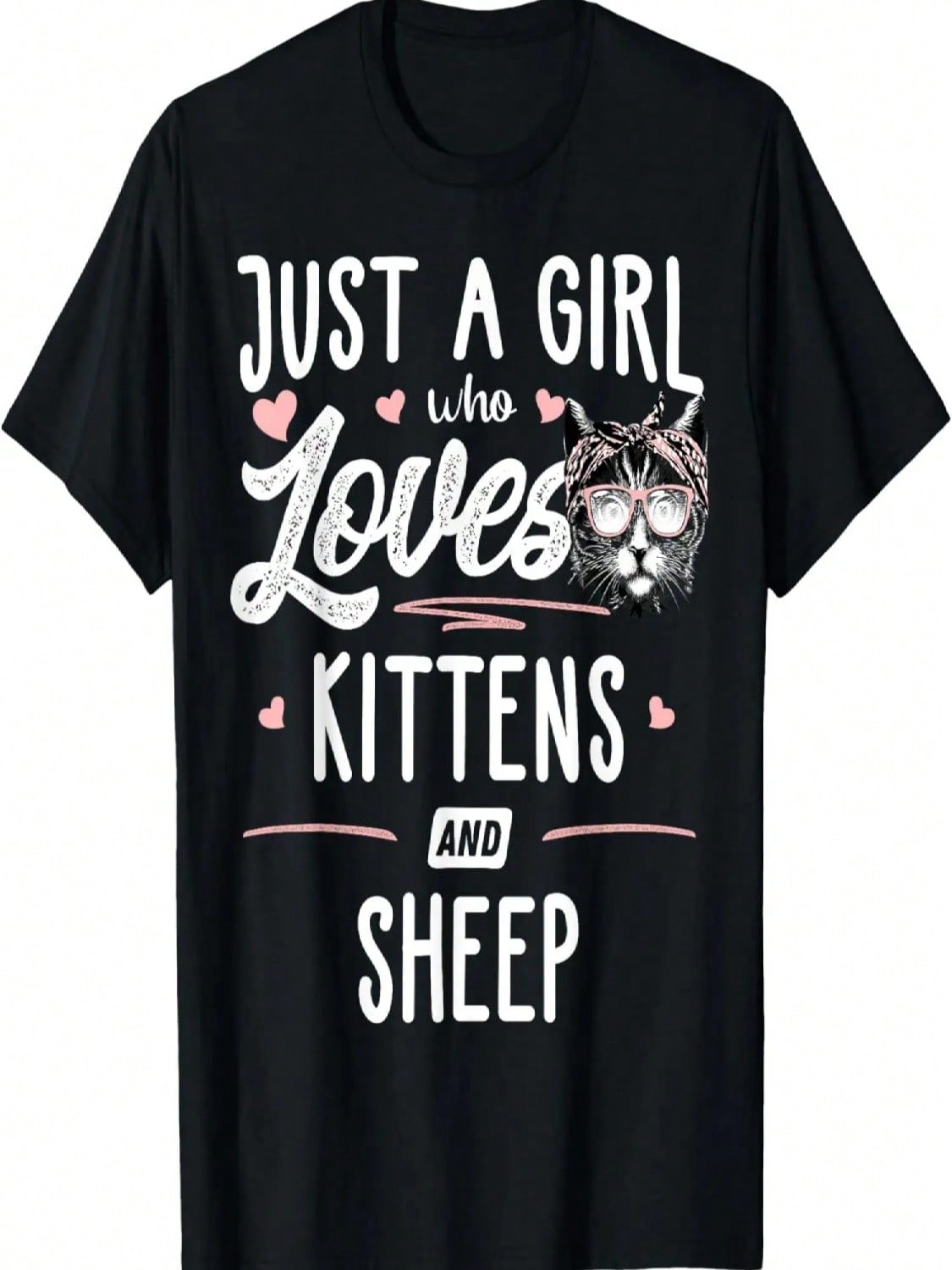 Just A Girl Who Loves Kittens And Sheep Gift Cat T-Shirt S разноцветный