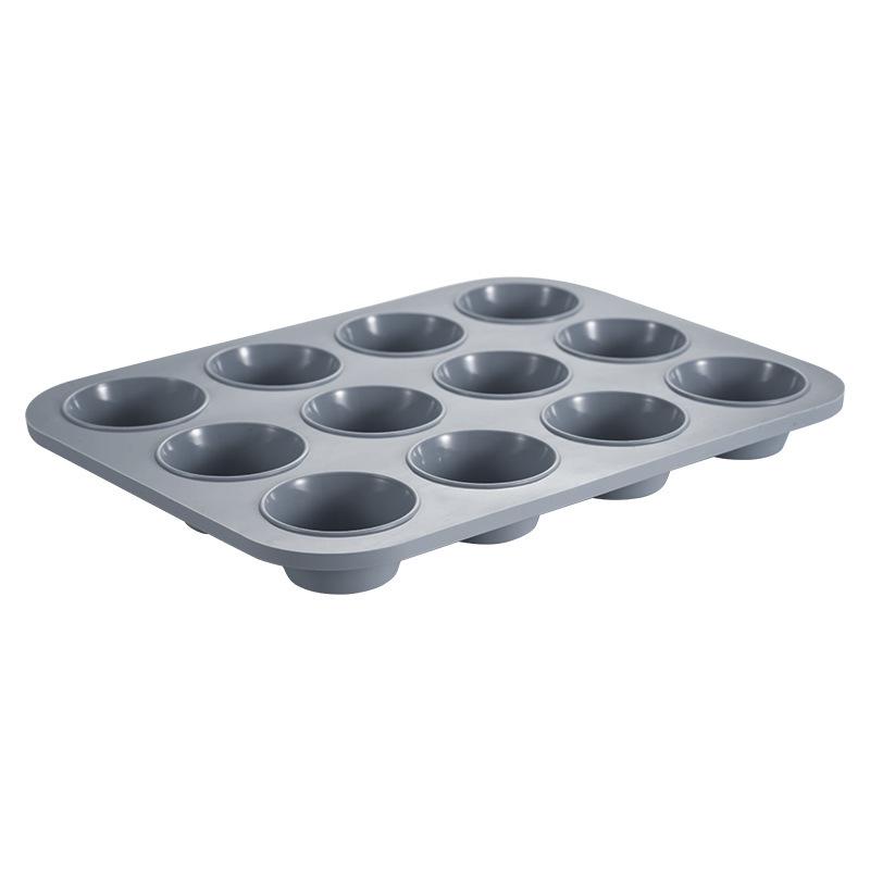 

12-Cup Round Silicone Mold for Muffins, Cakes, Ice Cream, Jellies, or Candles серый