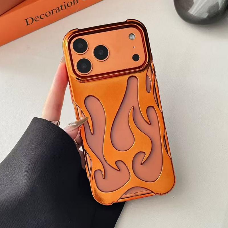 Plating hollow flame pattern silicon phone case for iPhone 17 16 15 14 13 12 11 Pro Max shockproof heat dissipation soft cover