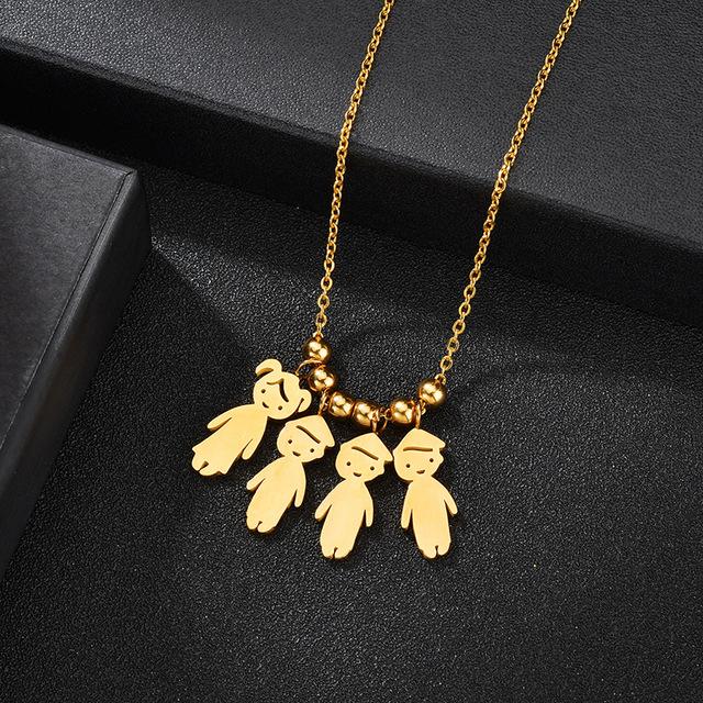 Nextvance Stainless Steel Date Child Baby Boy Girl Engrave Necklace Family Gold Color Pendant for Birthday Memorial Gift