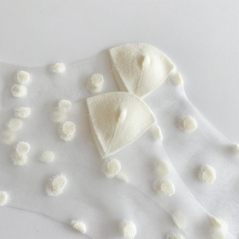 Krystall Silke Sokker Dame Strømper Sommer Ultratynne Gjennomsiktige Knesokker Prikkete Svart Hvit Lange Sokker Strømper