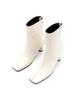 Nontheless Square Toe Back Zipper Midi Boots / Cream