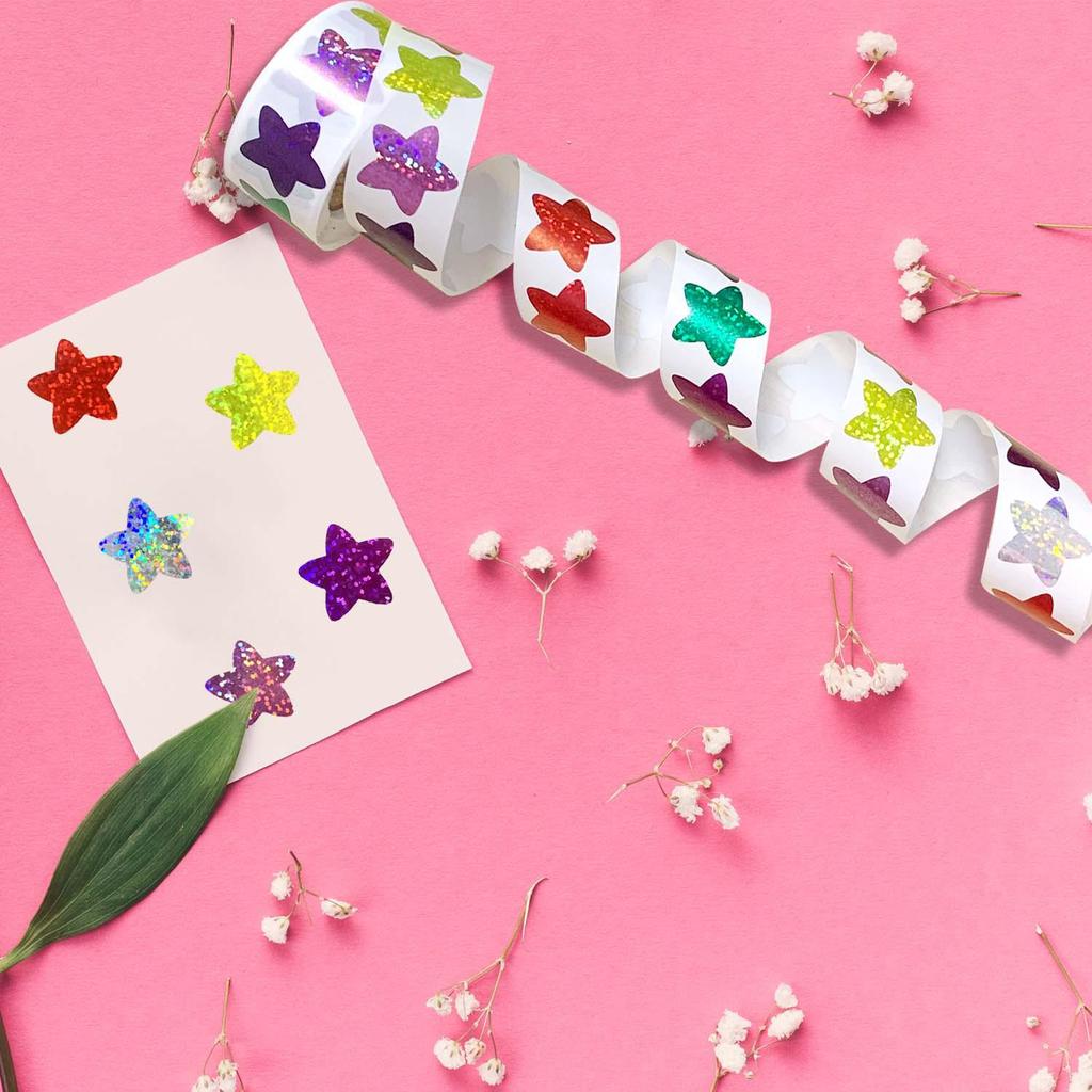 Self-Adhesive Star Stickers, 500/Roll, 2.5cm, for Reward Charts and Decorations