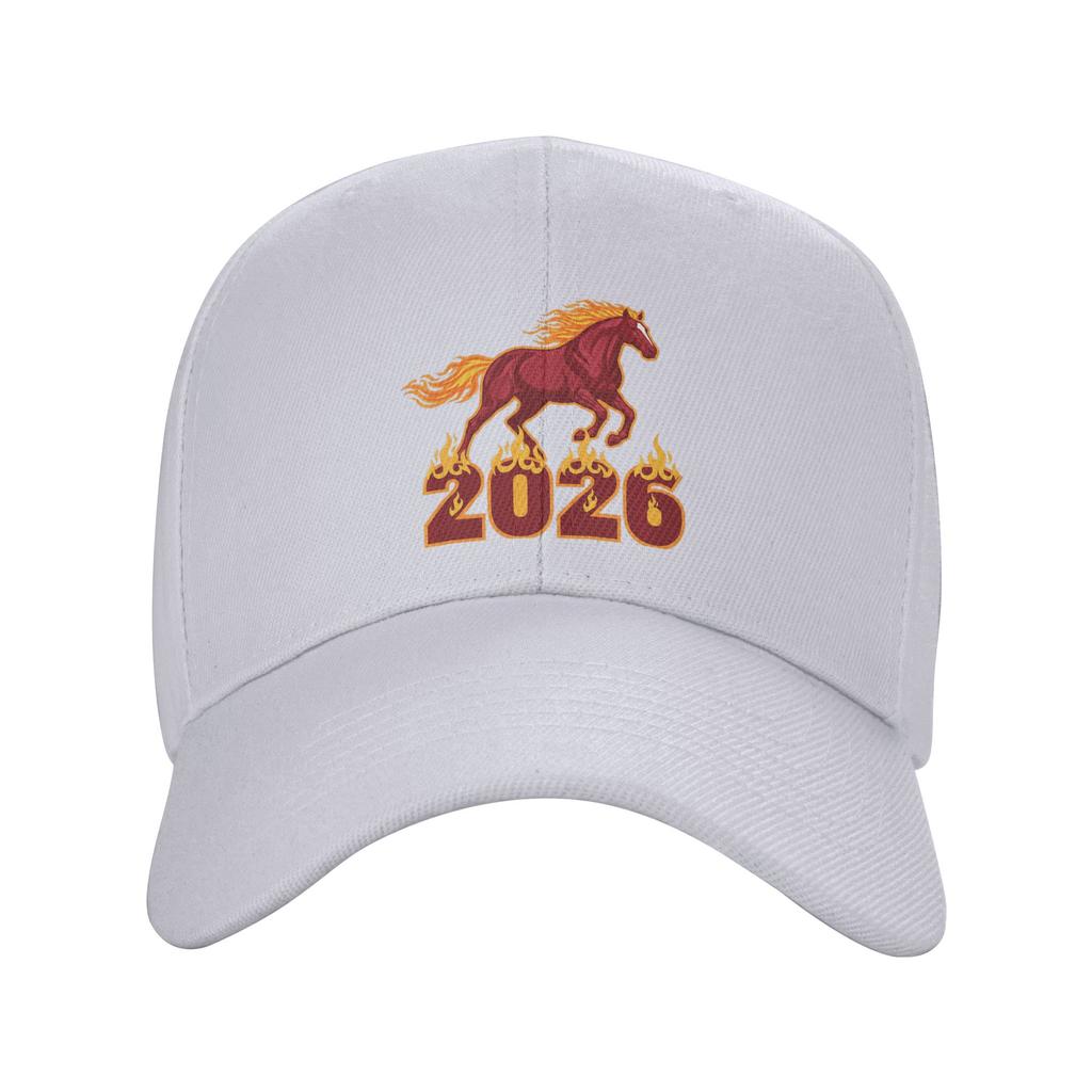 2026 Horse Year Racing Flame Graphic Zodiac New Year Sun Baseball Cap Summer Men Trucker Hat Y2k Retro Outdoor Gym Baseball Caps