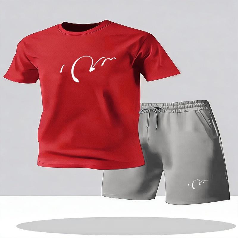 Summer Men's Casual T-Shirt and Shorts Two-Piece Set Relaxed Fit Men's Short-Sleeve Breathable Athletic Set Two-Piece Set