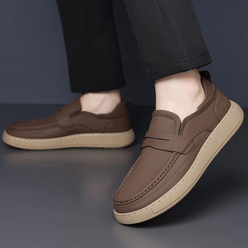 Fashion Brand Soft Comfortable Flat Bottomed Walking Travel Shoes High-quality Handmade Urban Business Leather Shoes Men's Casual Shoes
