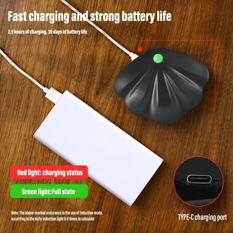 LED Motion Sensor Shell Night Light, USB Type-C Rechargeable Spotlight for Bedroom Corridor Staircase Hallway Mural Wall Decor Lighting