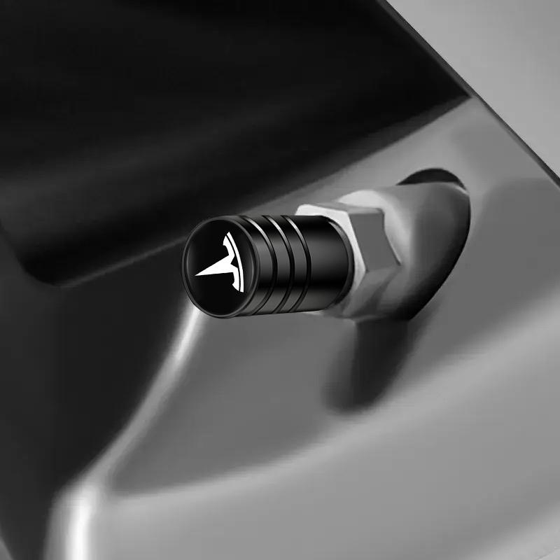 AAAIJ1 4Pcs Aluminum Alloy Car Tire Valve Cap Dust Cover Accessories For Tesla Model 3 Model S Model X Model Y Cybertruck Roadster