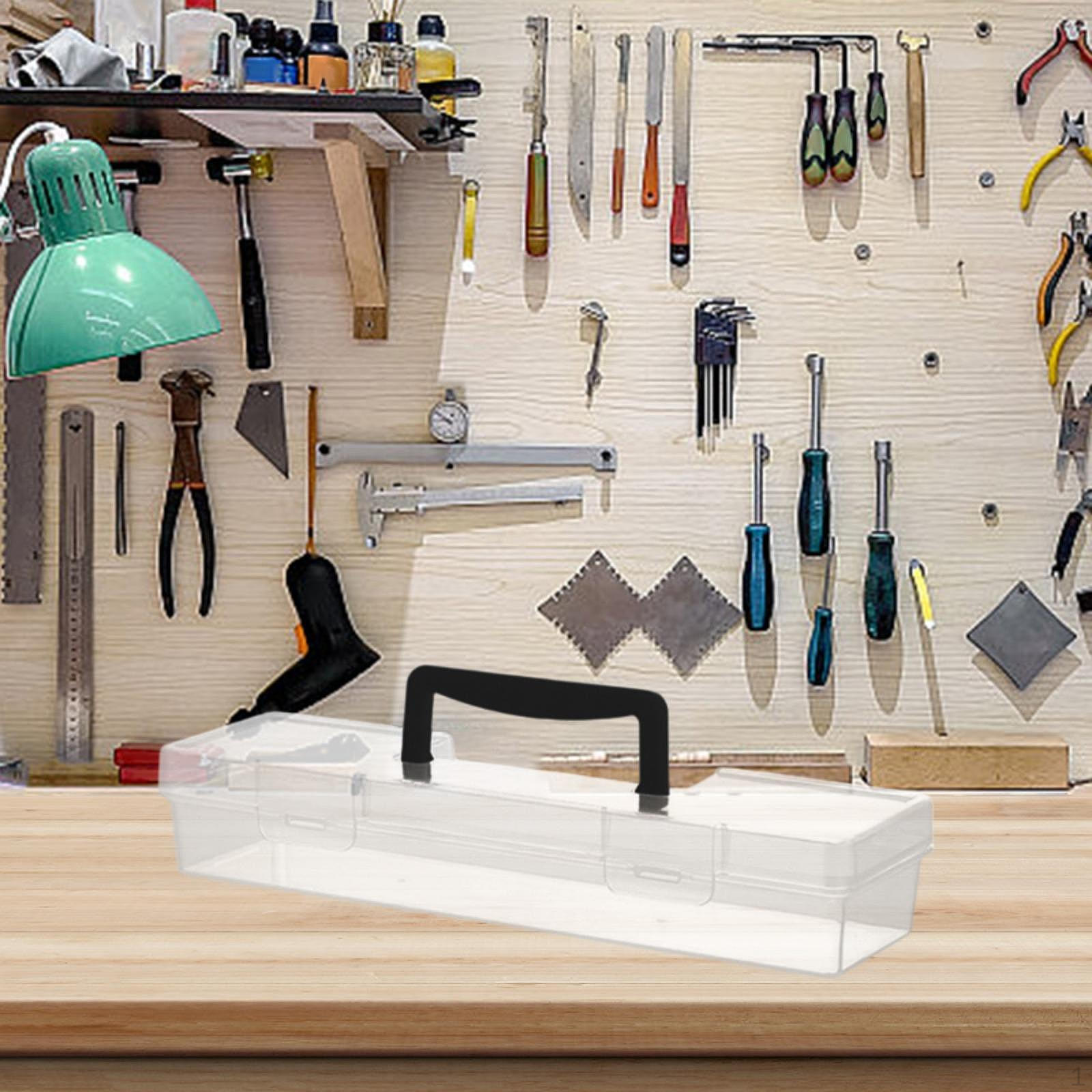 Прозрачный ящик для инструментов Контейнер для ручного оборудования Органайзер Контейнер-кейс для крепежа Ручной Black 33.3x9.3x6cm