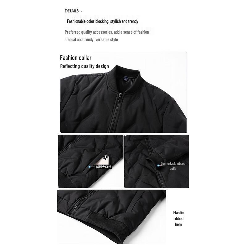 ROMON Men's Casual Baseball Collar Padded Jacket