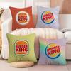 Food b-Burger King Pillow Case Anti-dustmite Pillow Invisible Zipper Silky Short Plush Sofa Cushion Cover