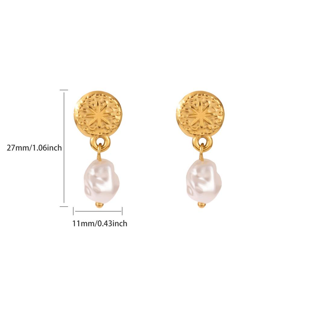 Stainless Steel Geometric Artificial Pearl Earrings 18K Gold-plated Anti Fading Earring for Women Vacation Wedding Jewelry Gifts